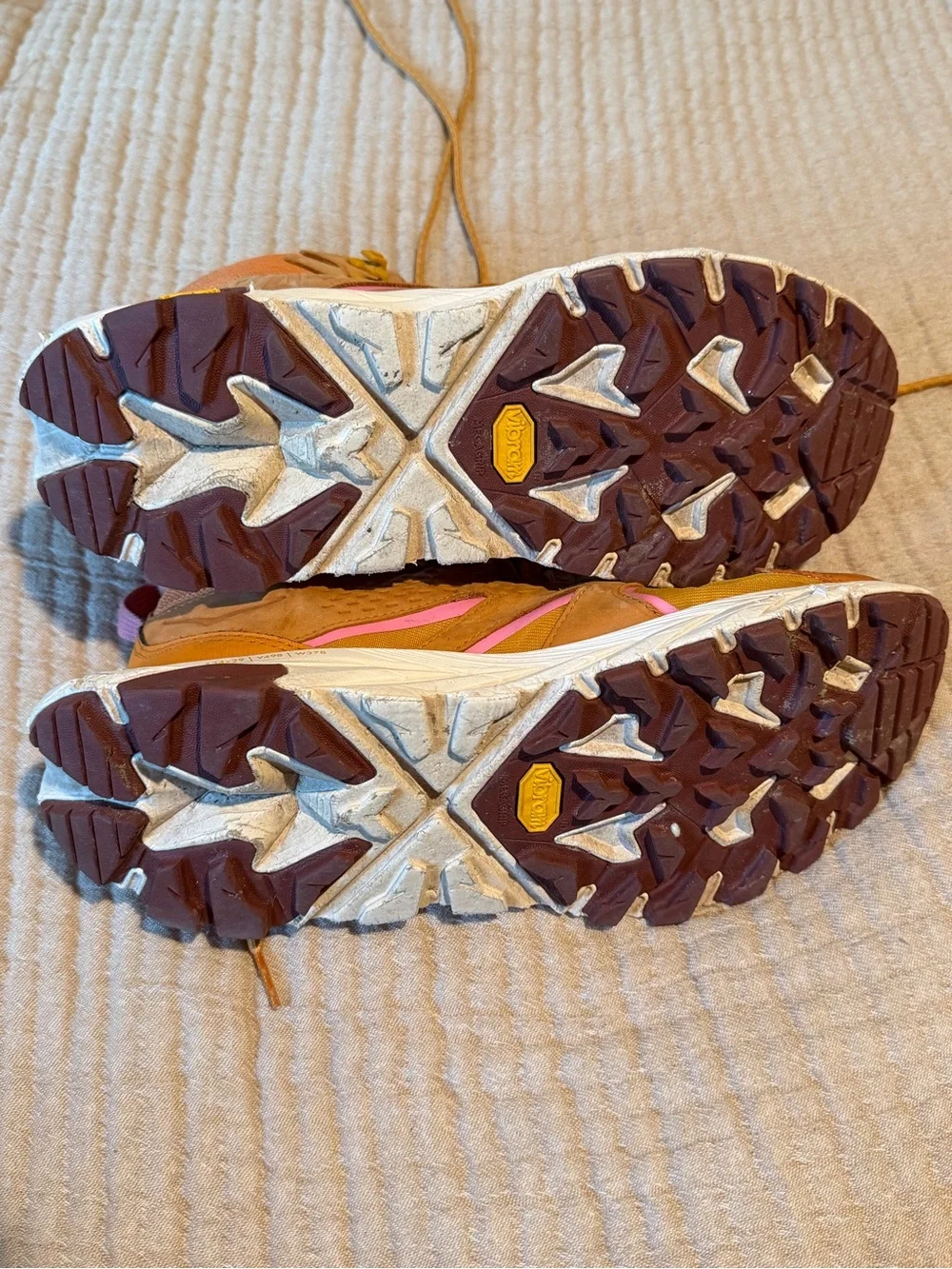 Hoka Women’s Sneakers in Pink and Tan with White Sole